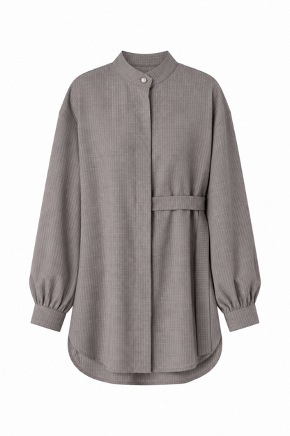 Atelier Wool Shirt — Gray & Beige Stripe